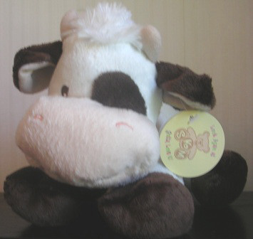 (image for) Skm Plush Cow Rattle White Brown #88118 - Click Image to Close